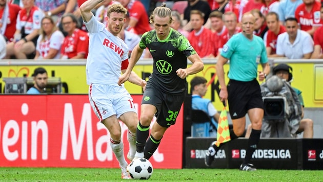 Wolfsburg's Patrick Wimmer (right) - here last season against Cologne's Flo Kainz. (Bild: GEPA pictures)