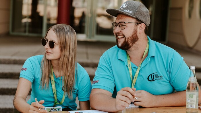 Antoinet und Johannes von der Landjugend St. Michael bei der Genussolympiade
