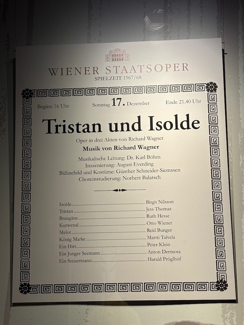 Abendzettel der Staatsoper mit Birgit Nilsson als Isolde, Kalr Böhm dirgierte. (Bild: Stefan Musil)