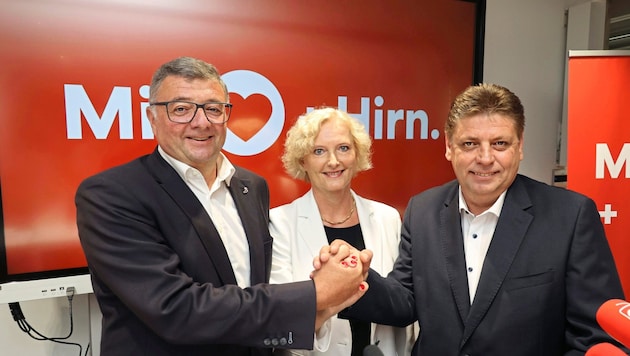 The first three candidates on the Styrian state list: Jörg Leichtfried, Karin Greiner and Franz Jantscher (Bild: Jauschowetz Christian)