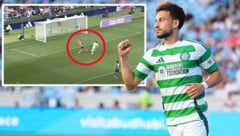 Für Nicolas Kühn läuft‘s bei Celtic Glasgow rund, wenn auch nicht immer schön. (Bild: AFP/AFP, YouTube.com/Premier Sports)