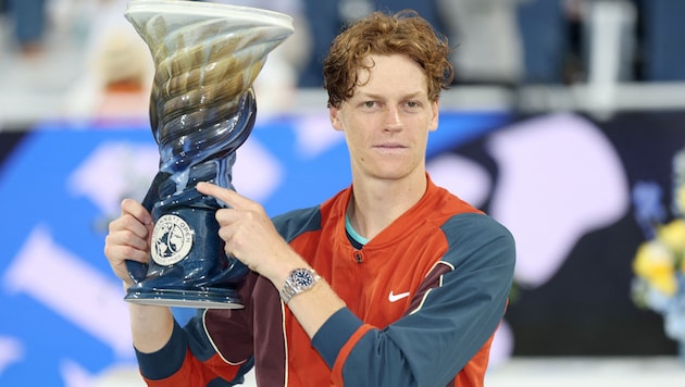 Jannik Sinner celebrates in Cincinnati. (Bild: Getty Images/MATTHEW STOCKMAN)