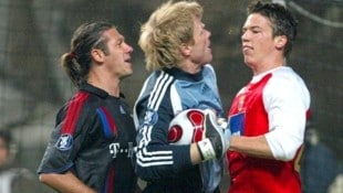 Linz (r.) spielte in seiner Zeit in Braga auch gegen Bayern mit Goalie Kahn.
