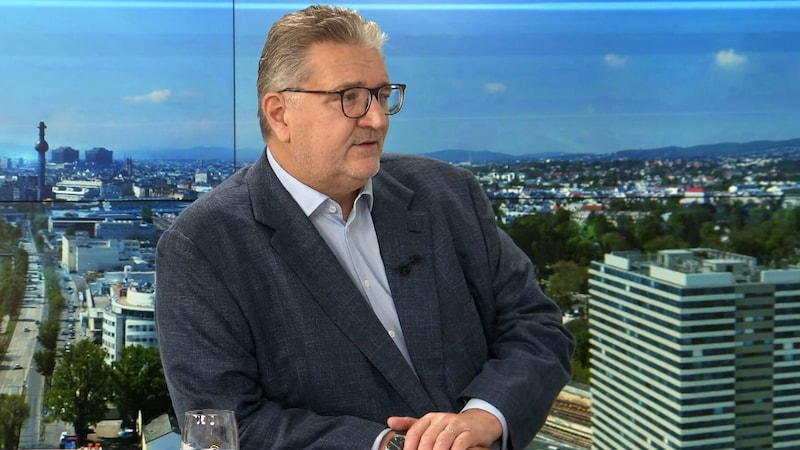 Peter Hacker nimmt sich im Gespräch mit krone.tv einmal mehr kein Blatt vor den Mund. (Bild: krone.tv )