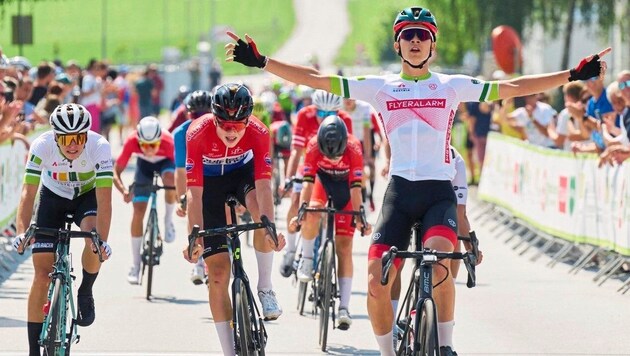 Heimo Fugger gewann im Nationalteamtrikot im Vorjahr zwei Tageswertungen. (Bild: Klaus Titzer/Radjugendtour Oststeiermark)