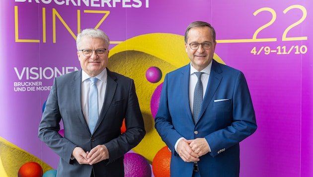 The Mayor of Linz, Klaus Luger (SPÖ) and Dietmar Kerschbaum. (Bild: LIVA/Oliver Erenyi)