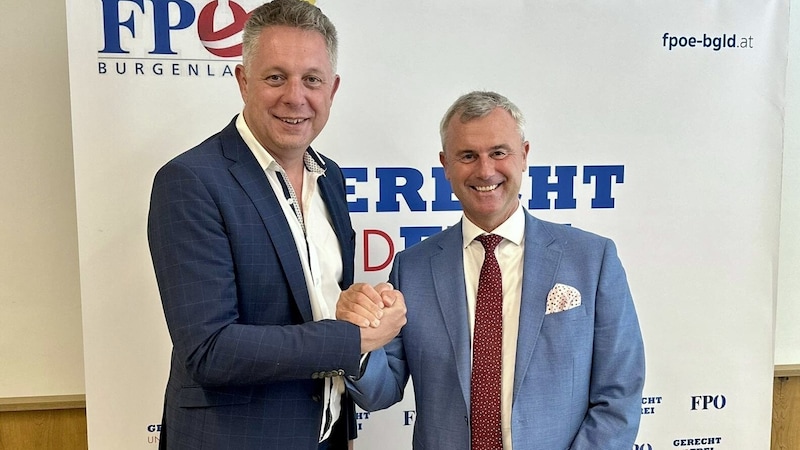 FPÖ-Duo: Alexander Petschnig und Norbert Hofer haben nach derzeitigem Stand ihr Mandat fix. (Bild: zVg)