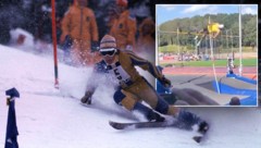 Ingemar Stenmark macht im Stabhochsprung eine gute Figur.
