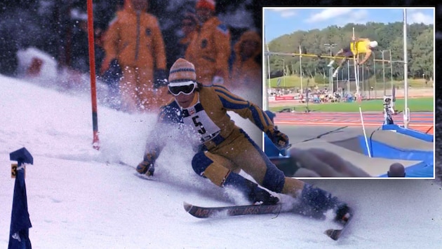 Ingemar Stenmark cuts a fine figure in the pole vault. (Bild: GEPA/GEPA pictures, X/RetroSportNorge)