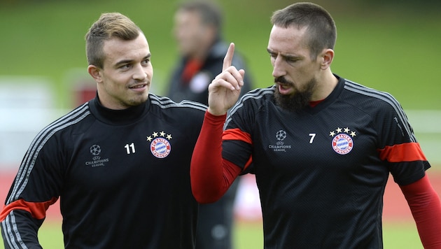 Xherdan Shaqiri (links) spielte vor zehn Jahren mit Frank Ribery bei den Bayern.  (Bild: AFP/AFP PHOTO / CHRISTOF STACHE )