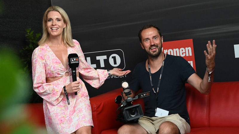 Kati Hinterreiter and Dominik Grüner created the special about the "Krone" festival 2024, which will be shown on LT1 on Saturday from 6 pm. (Bild: Wenzel Markus)