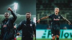 Starke Leistung in Lublin: Moussa Yeo, Dorgeles Nene und Kamil Piatkowski (v. li.). (Bild: Red Bull Salzburg/Andreas Schaad)