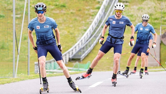 Thomas Rettenegger (li.) im Training mit Martin Fritz. (Bild: GEPA/GEPA pictures)