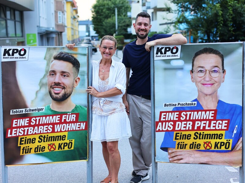 Small parties like the KPÖ have little money for posters (Bild: KPÖ)