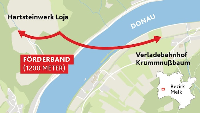 Die Pläne für das in Österreich wohl einzigartige Förderband für Schotter und Gestein.