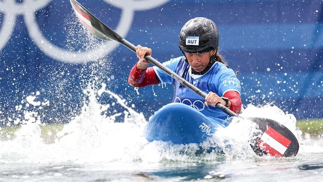 Viktoria Wolffhardt reached the semi-finals in the Canadian kayak and the round of 16 in the kayak cross in Paris. (Bild: GEPA pictures/ Armin Rauthner)