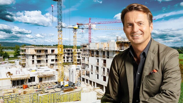 Die von Linz aus agierende WSG – hier Vorstandsobmann Stefan Hutter – plante verstärkt Projekte auf Mietkauf um. (Bild: Krone KREATIV/FotoKerschi, Zoe Goldstein,)