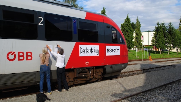 The last train from Oberwart left in 2011 in protest. (Bild: Südburgenland Pro Bahn)