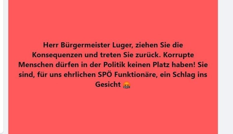 Das Posting von Stummer (Bild: ZVG)