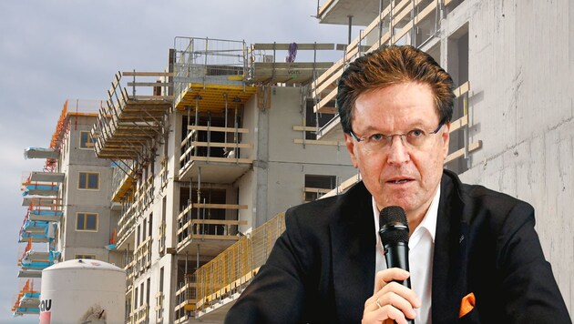 „Wenig frei finanzierte Wohnbau-Projekte werden derzeit realisiert“, so Hubert Wetschnig, Chef der HABAU aus Perg. (Bild: Krone KREATIV/Markus Wenzel, Karl Schöndorfer)