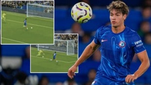 Der 18-jährige Chelsea-Spieler Marc Guiu traf das leere Tor nicht und erntete dafür viel Spott ...