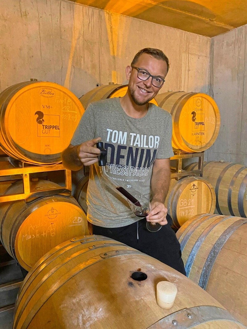 Winemaker Nikolas Trippel produces high-quality wines on his estate - also in barrique barrels. (Bild: Manuela Karner)