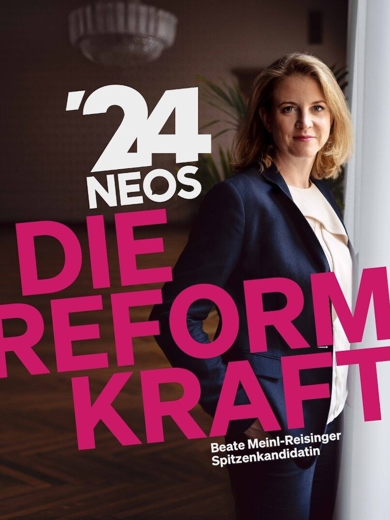 Auch die Neos setzten auf Kernkompetenzen wie Reformwille. (Bild: Neos)