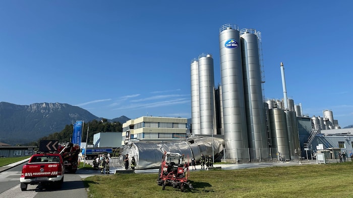 A curious sight: One of the milk towers is no longer standing.