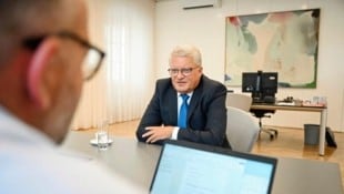 Klaus Luger in seinem wohl letzten großen Interview mit der „Krone“. (Bild: Wenzel Markus)