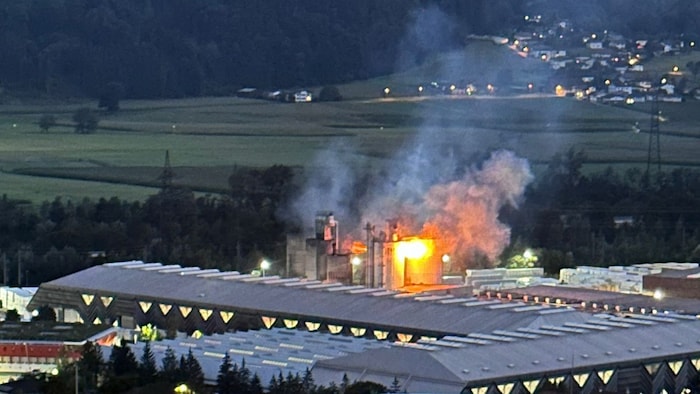 The flames were visible from afar.