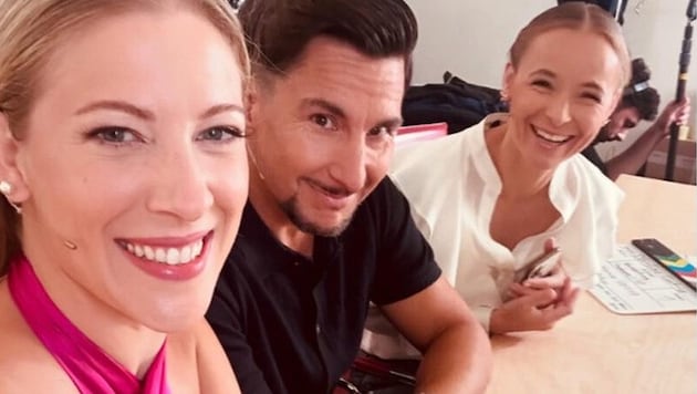 Maria Angelini-Santner, Balazs Ekker and Missy May are looking for two professional dancers in "Dancing Stars - Das Casting". (Bild: instagram.com/maria_angelini_santner, Krone KREATIV)