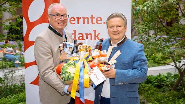 Vienna's Mayor Michael Ludwig with Lower Austria's Vice Mayor Stephan Pernkopf (Bild: Stadt Wien / David Bohmann)