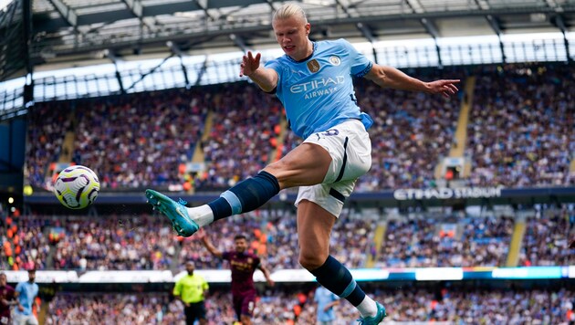 Manchester City's Erling Haaland (Bild: AP ( via APA) Austria Presse Agentur/ASSOCIATED PRESS)