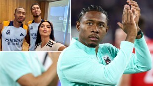 Kim Kardashian stattete Real Madrid einen Besuch ab und posierte mit David Alaba und Jude ...