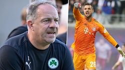 Greuther-Fürth-Trainer Alexander Zorniger (li.) kritisiert seinen Goalie in der Öffentlichkeit. Bayern-Keeper Sven Ulreich (re.) ist fassungslos. (Bild: GEPA pictures)