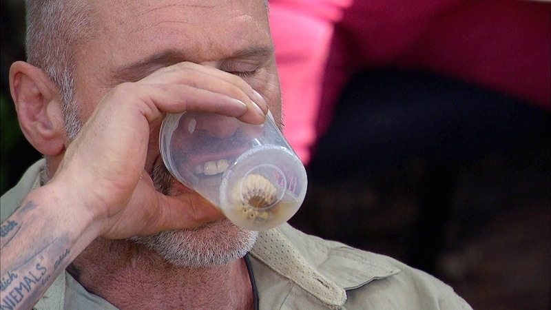 Thorsten Legat bravely drank cow urine. (Bild: RTL)