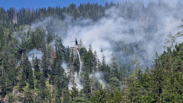 Mittlerweile ist der Waldbrand in Palfau unter Kontrolle (Bild: APA/OLM D.V. DOMINIK GANSER)