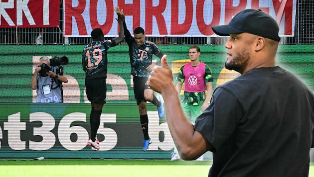 Vincent Kompany (right) won his first Bundesliga match as Bayern coach. (Bild: AFP/APA/Tobias SCHWARZ)