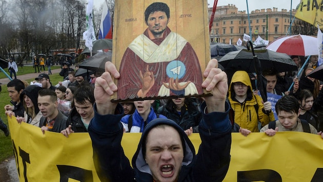 Archive image: Durov's messenger Telegram has been a thorn in the side of the authorities in various countries for years - in Russia it was temporarily blocked in 2018, which led to protests. (Bild: AFP/AFP or licensors)