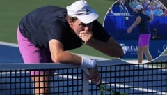 Alex Michelsen wusste sofort, dass er einen Fehler gemacht hatte. (Bild: Getty Images/GRANT HALVERSON, x.com/TheTennisLetter)