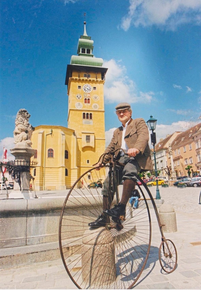 Ein Hochrad in Retz: Auch hier gibt es viele „Oldtimer“-Enthusiasten.