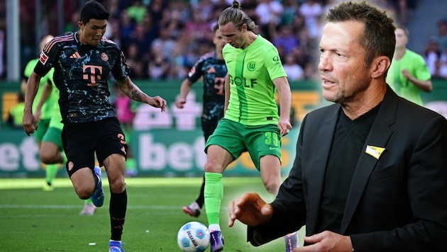 Min-jae Kim (l.) bekommt kein gutes Zeugnis von Lothar Matthäus. (Bild: APA/EVA MANHART/AFP/Tobias SCHWARZ)