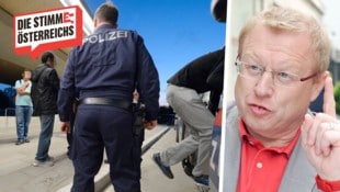 Polizeigewerkschafter Hermann Greylinger nimmt zur Abschiebeproblematik Stellung. (Bild: Krone KREATIV/APA/HERBERT NEUBAUER, APA/HANS KLAUS TECHT)