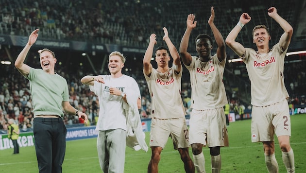 The Bulls are delighted to have reached the UEFA Champions League. (Bild: FC Red Bull Salzburg/Andreas Schaad)