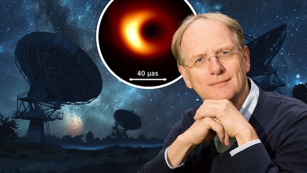 Astronomer Peter Habison looks at the stars and explains where the research journey is heading. (Bild: Stock Adobe, Habison, Lizenzfrei/Habison, Christian M. Fromm/Julius-Maximilian University, Würzburg)