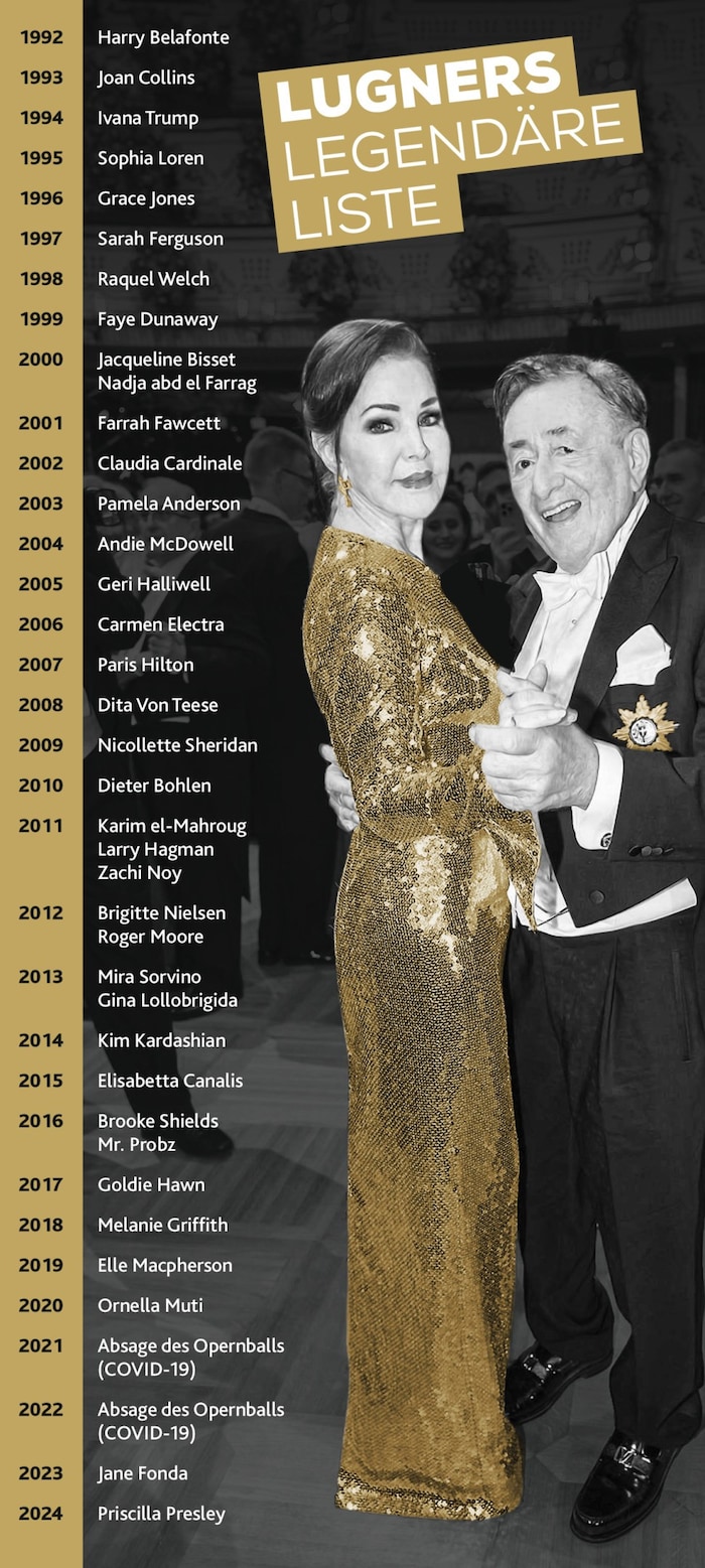 From 1992 to 2024, Richard Lugner always appeared in the company of celebrities.