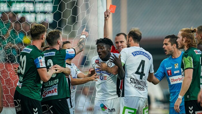 Seedy Jatta was shown the red card.