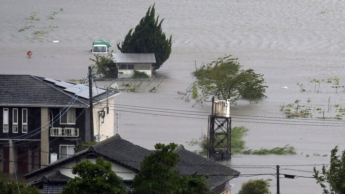 Farmland is flooded.