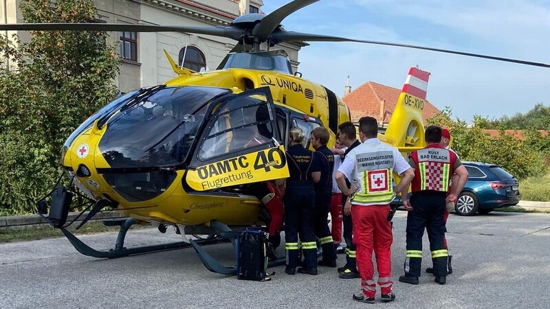 The 13-month-old boy was flown to the Danube Hospital in Vienna. He and his grandmother are doing well under the circumstances. (Bild: FF Bad Erlach)