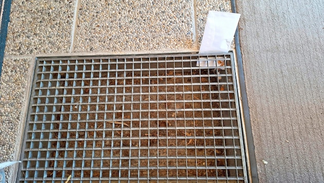 Recently, a letter was simply stuck in the metal grid in front of the door mat. How it got there will remain a mystery. (Bild: Horvath Helmut/Krone KREATIV)